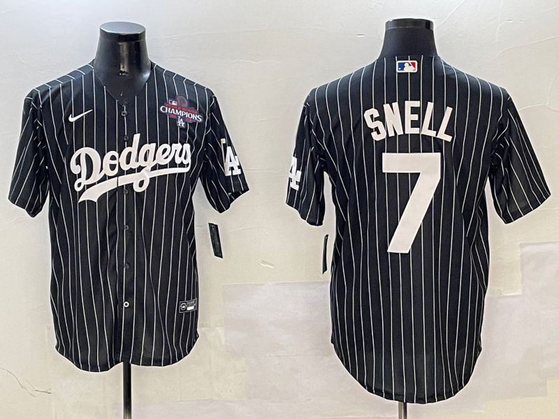 Men Los Angeles Dodgers #7 Snell Black Stripe Jointly Name 2025 Nike MLB Jersey style 4->los angeles dodgers->MLB Jersey